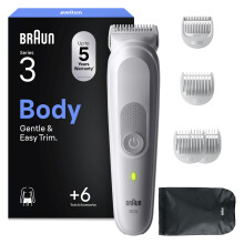 Braun Series 3 Body Groomer for Men, Pubic & Body Hair Trimmer, Waterproof Electric Ball Trimmer & Male Shaver for Sensitive Areas, SkinGuard Groomin