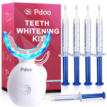 Teeth Whitening Kit with LED Light + 5 Tooth Whitening Gel - Gentle Whitening on Sensitive Teeth - Fast Removes Stubborn Stains - Professional Tooth