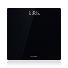 GRIFEMA GA2001-28 Digital Bathroom Scale with Large LED Display, 5 mm Tempered Glass Platform, 180 kg / 400 lb, 28 x28 cm, Slim Design, Black