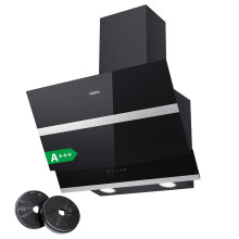 CIARRA ASB6736N Angled Cooker Hood 60cm Class A+++ 650m³/h Touch Control with Carbon Filters Recirculating & Ducting LED Lights Wall Mounted Range Ho