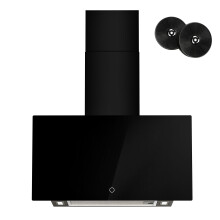 FIREGAS 60cm Black Wall-Mounted Cooker Hood, Tempered Glass, 326m³/h