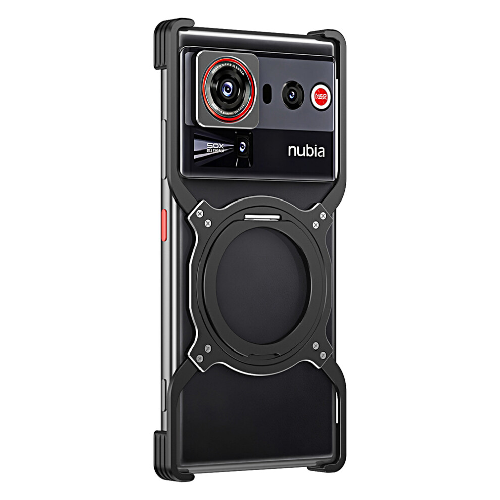 (Black / Silver) For Zte Nubia Z80 Ultra 5G Case Kickstand Metal Bumper Magnetic Phone Cover Black,Silver 6914296912715