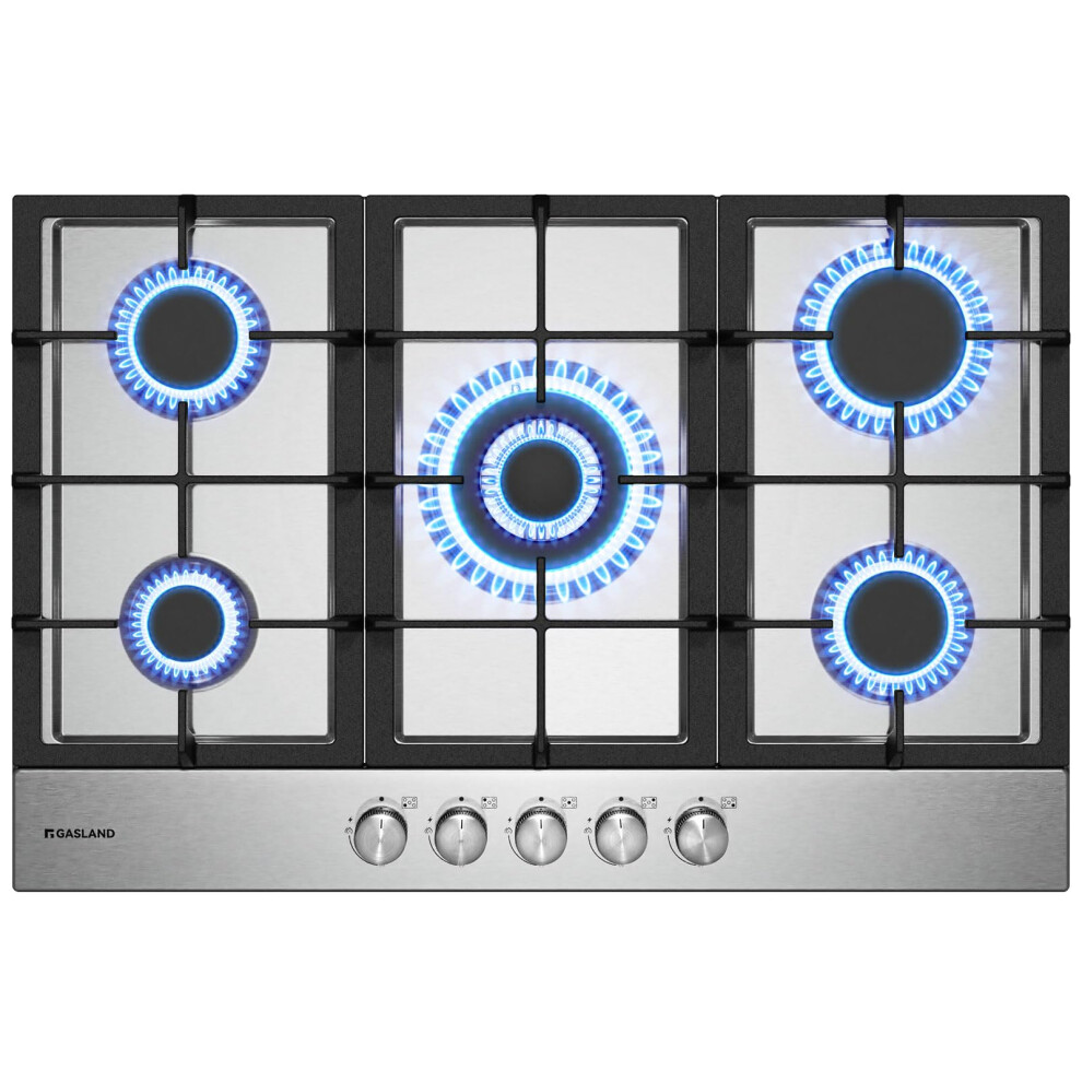Photos - Cooker GASLAND GH2705SS1FC 76 cm Recessed Stainless Steel Gas Hob, 5 Burners,