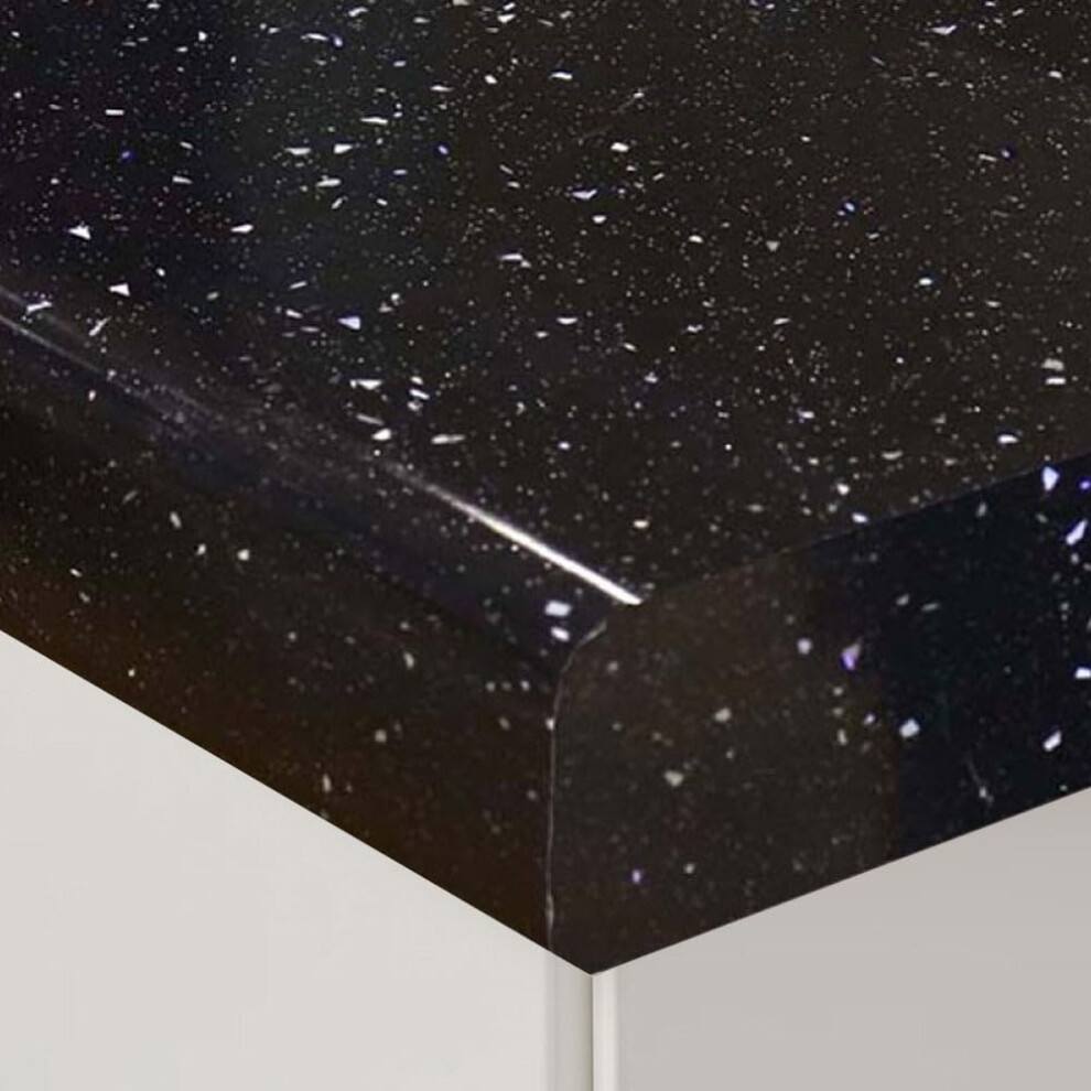 Black Sparkle Kitchen Worktop, Laminated Surface, 1m x 600 mm x 38 mm,
