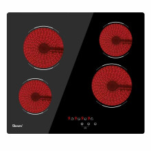 GIONIEN Ceramic Hob 60cm Electric Cooktop Burner, Built in Black Glass Cooker with 4 Cooking Zones,Hardwired (no plug),GCE460TC