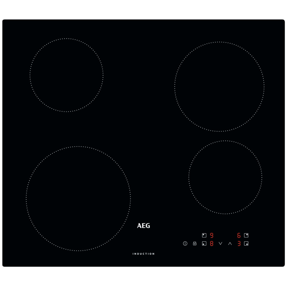Aeg 3000 Series Induction Hob Ibk64200cb, 60 Cm, 4 Cooking Zones, Powerboost Fun