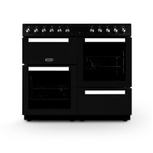 Montpellier MDFRC100K 100cm Dual Fuel Range Cooker Black, 7 Gas Burners, Double Electric Oven, Separate Grill, Cast Iron Pan Supports, Large Capacity
