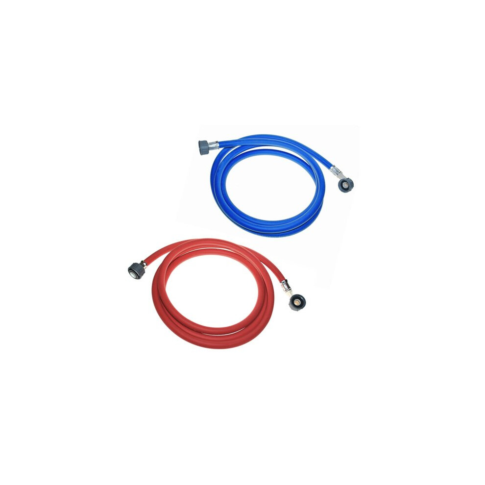 Electruepart Set Of 2 Washing Machine Inlet Fill Hoses Red/Blue, 2.5M