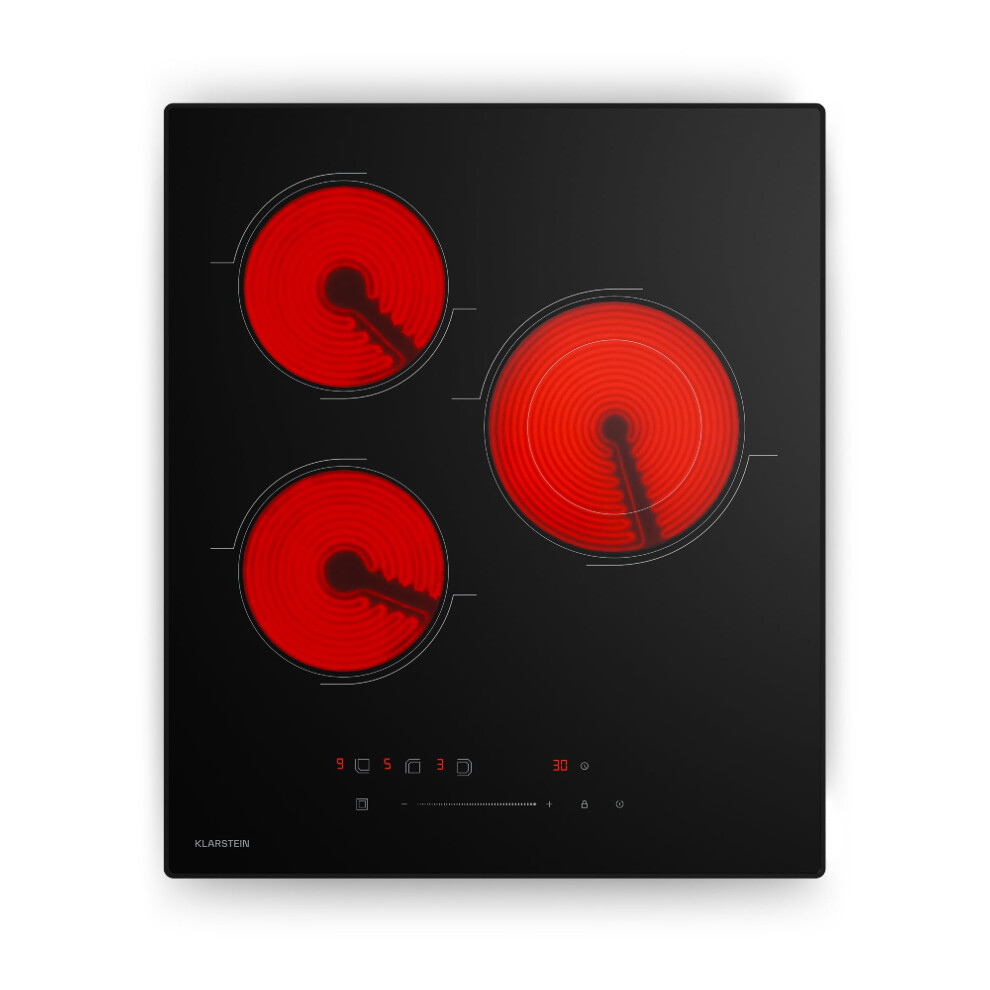 Klarstein Ceramic Hob - 45 Cm Slim 3-Zone Vtc Cooktop With Touch Slide