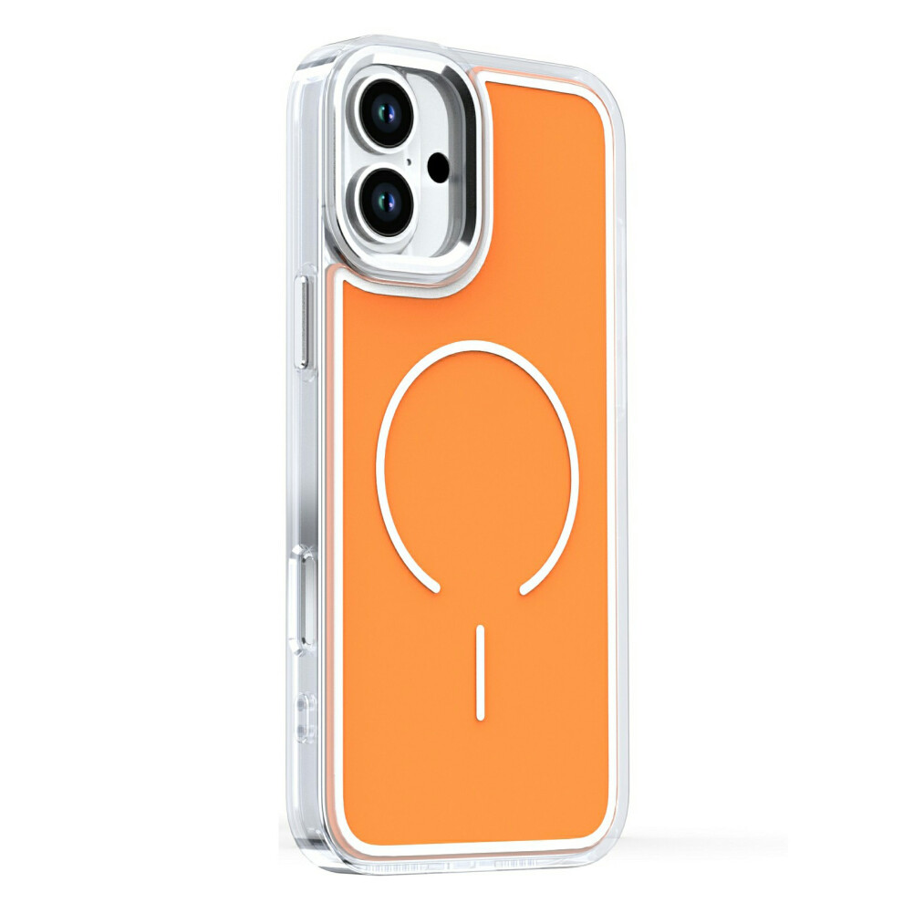 (Orange) For Iphone 16 Plus Case Compatible With Magsafe Electroplated Acrylic Tpu Phone Back Cover Orange 6914290949496