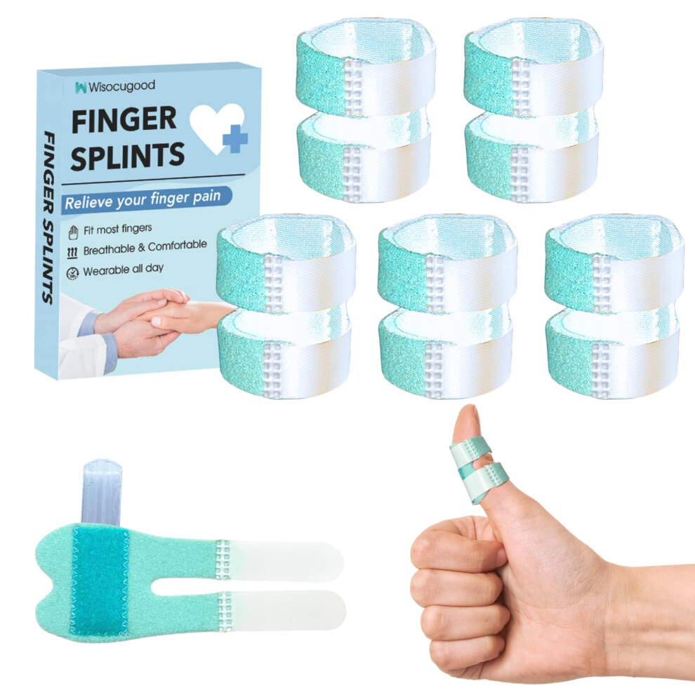 Wisocugood Blue 5Pcs Thumb Finger Splints, Small Finger Splints For Broken, Arthritis, Injury, Sprain, Fits Index, Middle & Ring Finger Pain (Lake )