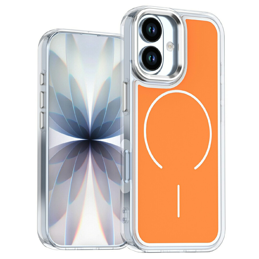 (Orange) For Iphone 17 Case Compatible With Magsafe Electroplated Acrylic Tpu Phone Back Cover Orange 6914296619010