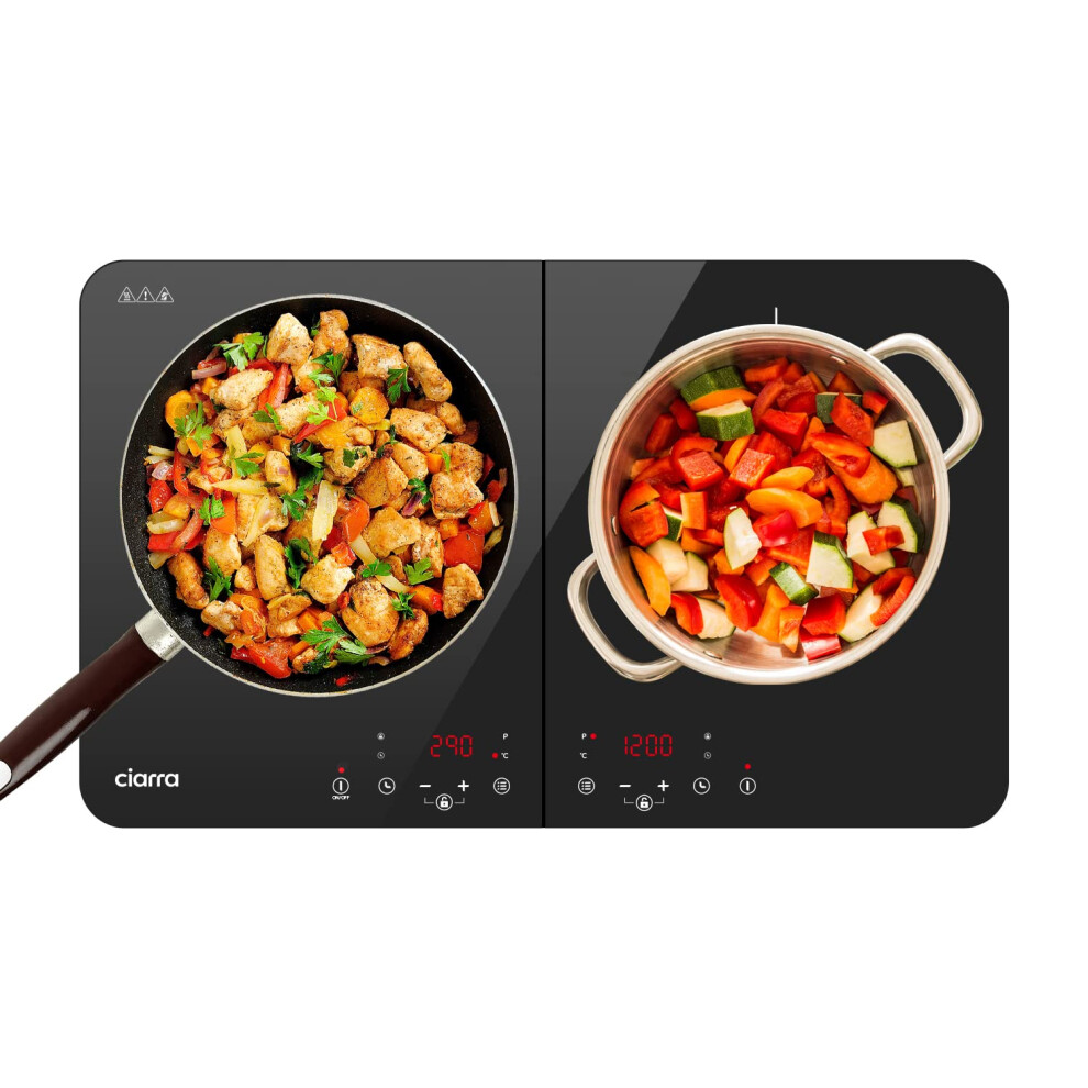 Ciarra Cbtih2 Portable Induction Hob 2800W Double Cooking Zones With T