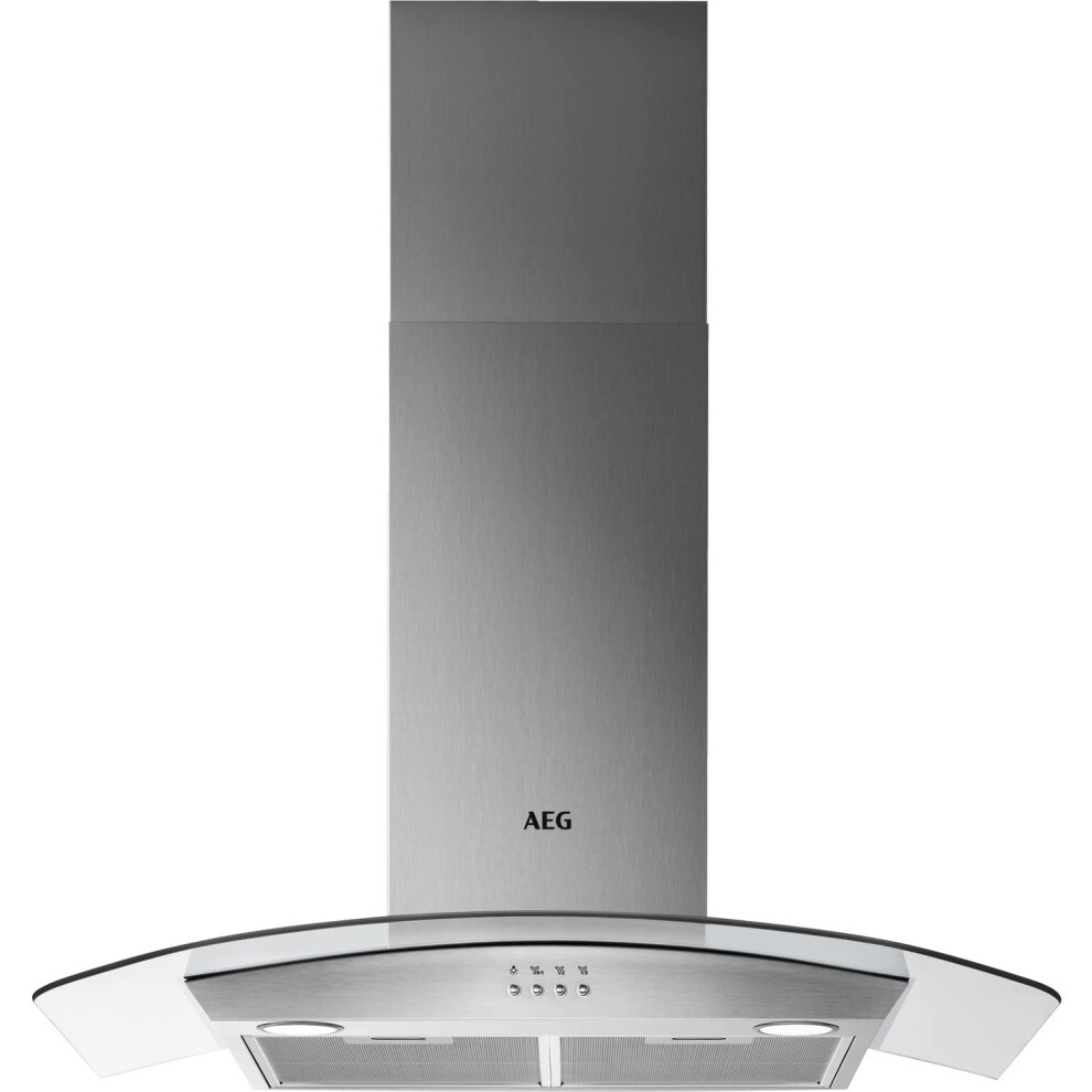 Aeg 90Cm Curved Glass Chimney Cooker Hood - Stainless Steel