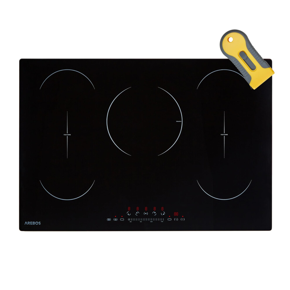 Arebos Induction Hob | 9800 W | 5 Hobs With 2 Flex Zones | 77 Cm | Sel