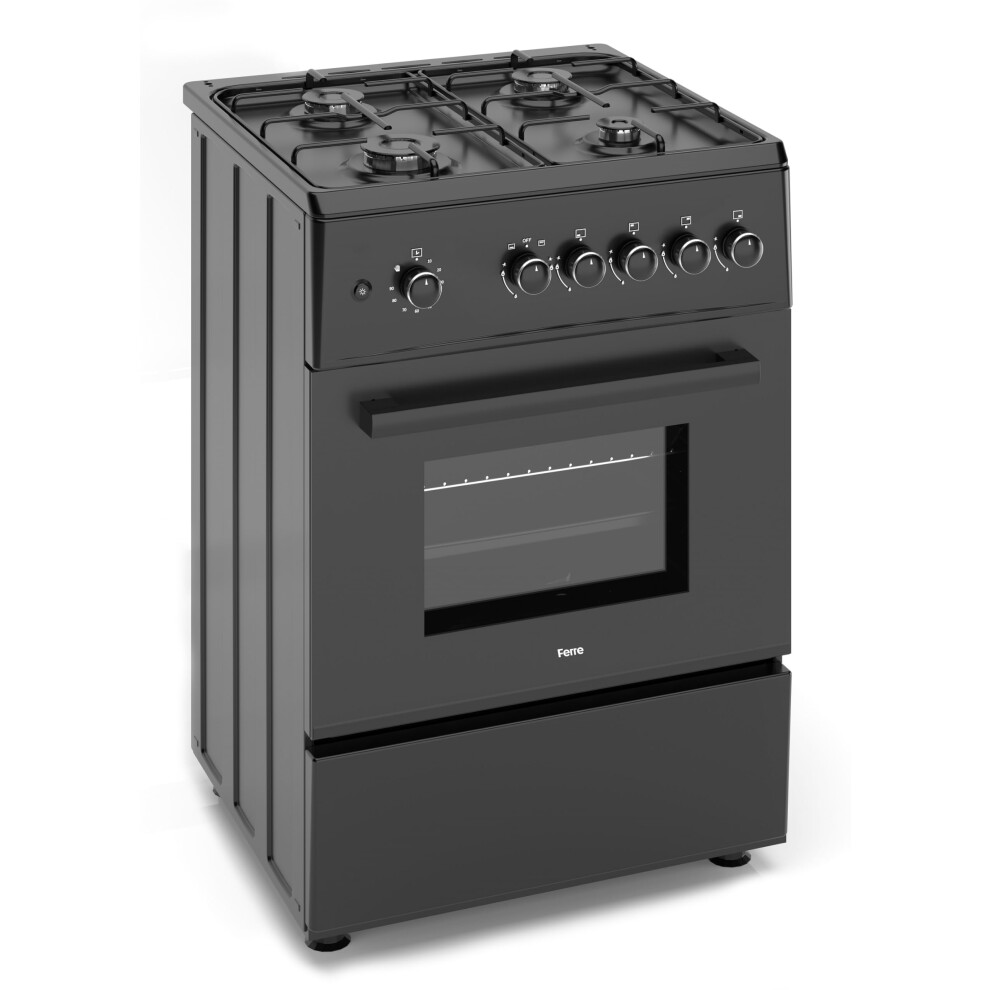 Ferre F6ts40g2-Bl 60Cm Freestanding Gas Cooker - Matte Black