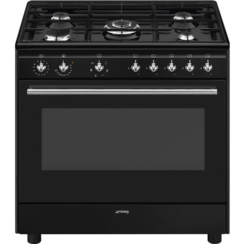 Smeg Concert 90cm Dual Fuel Range Cooker - Black