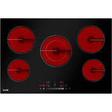 77cm 8200W 5 Zone Ceramic Burner Electric Hob - Black Glass Touch Cont