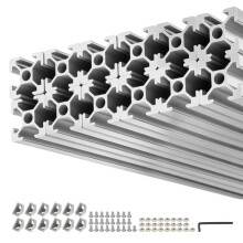 Perfil de Alumínio Extrudado 2020-Duoku-Conjunto de 12, Comprimento 2000 mm, Canal em T Padrão Europeu, Ideal para Máquinas CNC, Prateado