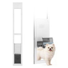 Hond- en Katvriendelijke Glazen Schuifdeur Hondenluik - Duoku - Aluminium Frame, Maat M