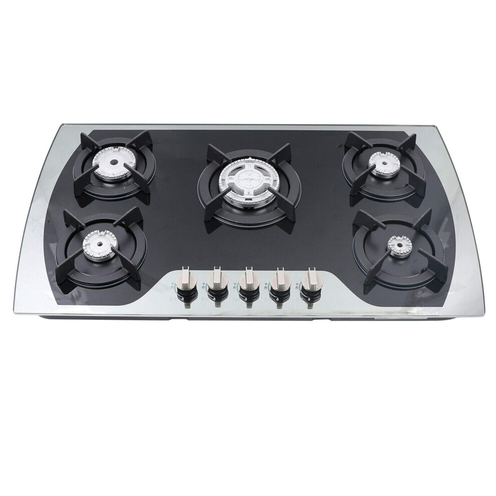 Romyix 35.4" Gas Hob Cooktop - 5 Burner Built-In Stove, Tempered Glass