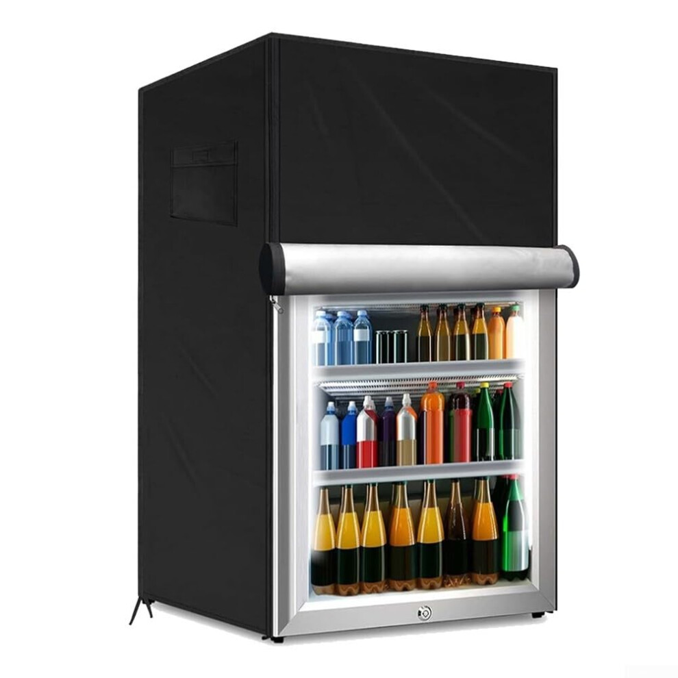 Outdoor Refrigerator Cover, Outdoor Dustproof Freezer Covers, For Protecting Upright Freezers/Beverage Refrigerator, 210D Oxford Cloth(black S)-image-OPC-PVSSY7C-NEW