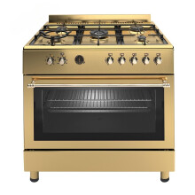 Ferre F9S50E7-GI-RETRO 90cm Dual Fuel Range Cooker With Double Turbo Fan & Wok Burner - Gold