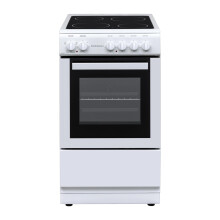 Statesman C050ESCW Freestanding Single Cavity Electric Cooker With Ceramic Hob, 50 cm, 4 Hot Plates, Easy Clean, Adjustable Hight, White