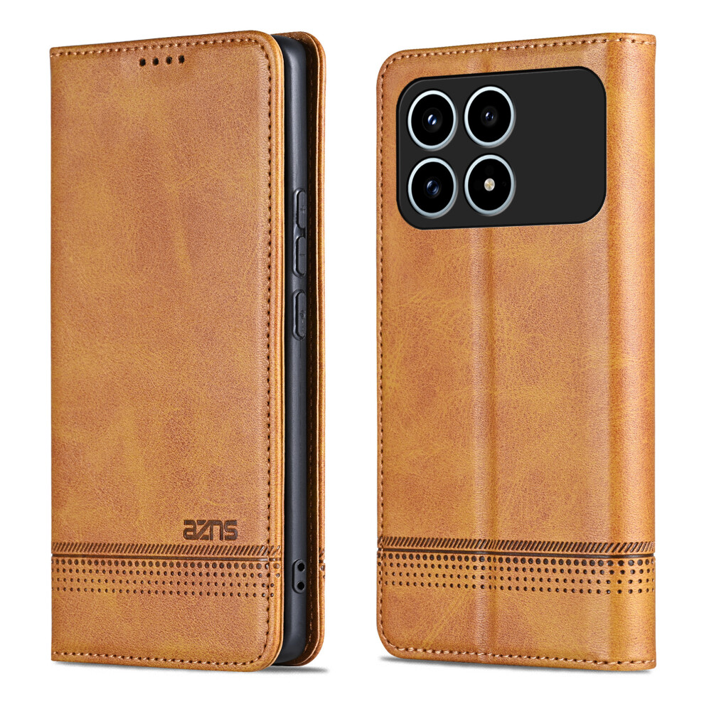 (Brown) Azns For Xiaomi Redmi K90 5G / Poco F8 Pro Case Cowhide Texture Pu Leather Wallet Phone Cover Brown 6914294432567