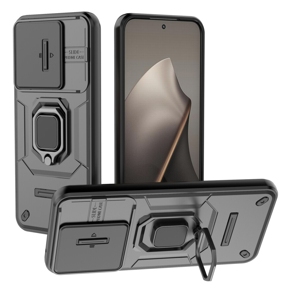 (Black) For Xiaomi 15T Case Pc + Tpu Kickstand Phone Protector With Lens Cover Black 6914295205658