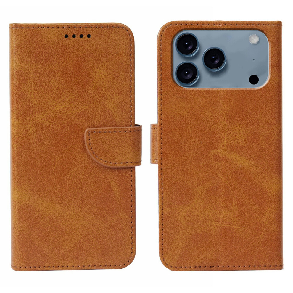 (Yellow) For Iphone 17 Pro Case Wallet Stand Magnetic Clasp Closure Calf Texture Leather Phone Cover Yellow 6914298064047
