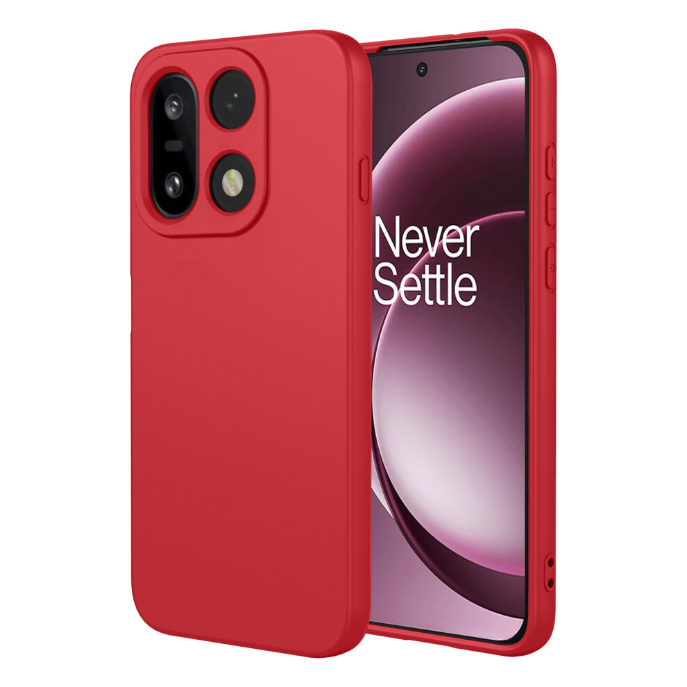 (Red) For OnePlus 15 5G Case Liquid Silicone Feel Soft TPU Protective Phone Cover