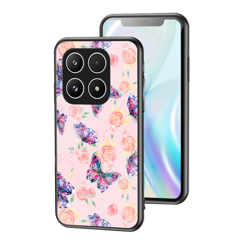 (Rose Butterfly) For Xiaomi 17 Case Butterfly Pattern Tpu + Tempered Glass Protective Phone Cover 6914290267545