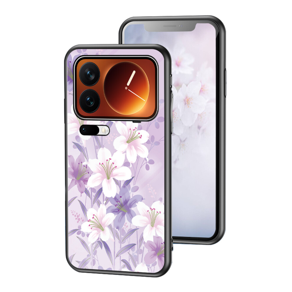 ( Magnolia) Phone Case For Xiaomi 17 Pro Floral Pattern Tpu + Tempered Glass Protective Cover Purple 6914296217377
