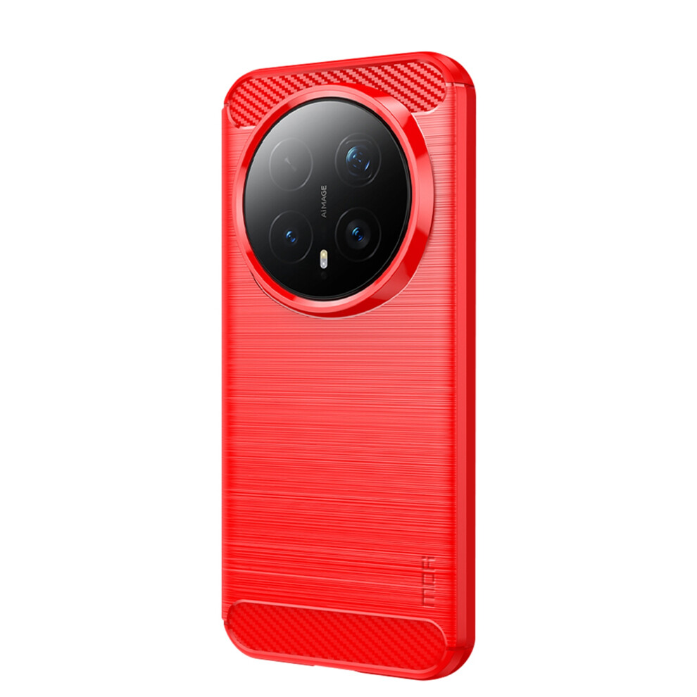 (Red) Mofi For Honor Magic8 Pro 5G Back Cover Brushed Texture Carbon Fiber Soft Tpu Case Red 6914290703937