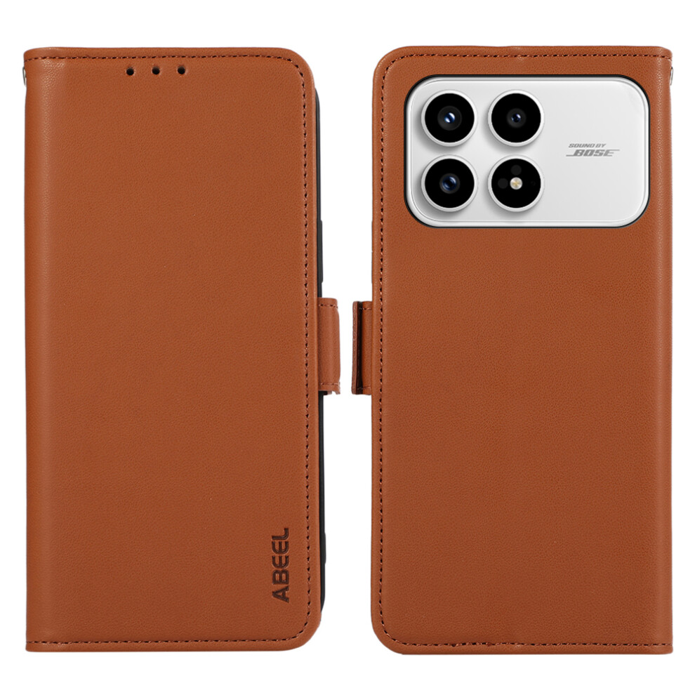 (Brown) Abeel For Xiaomi Redmi K90 5G / Poco F8 Pro Case Leather Phone Cover With Rfid Blocking Wallet Brown 6914294792463