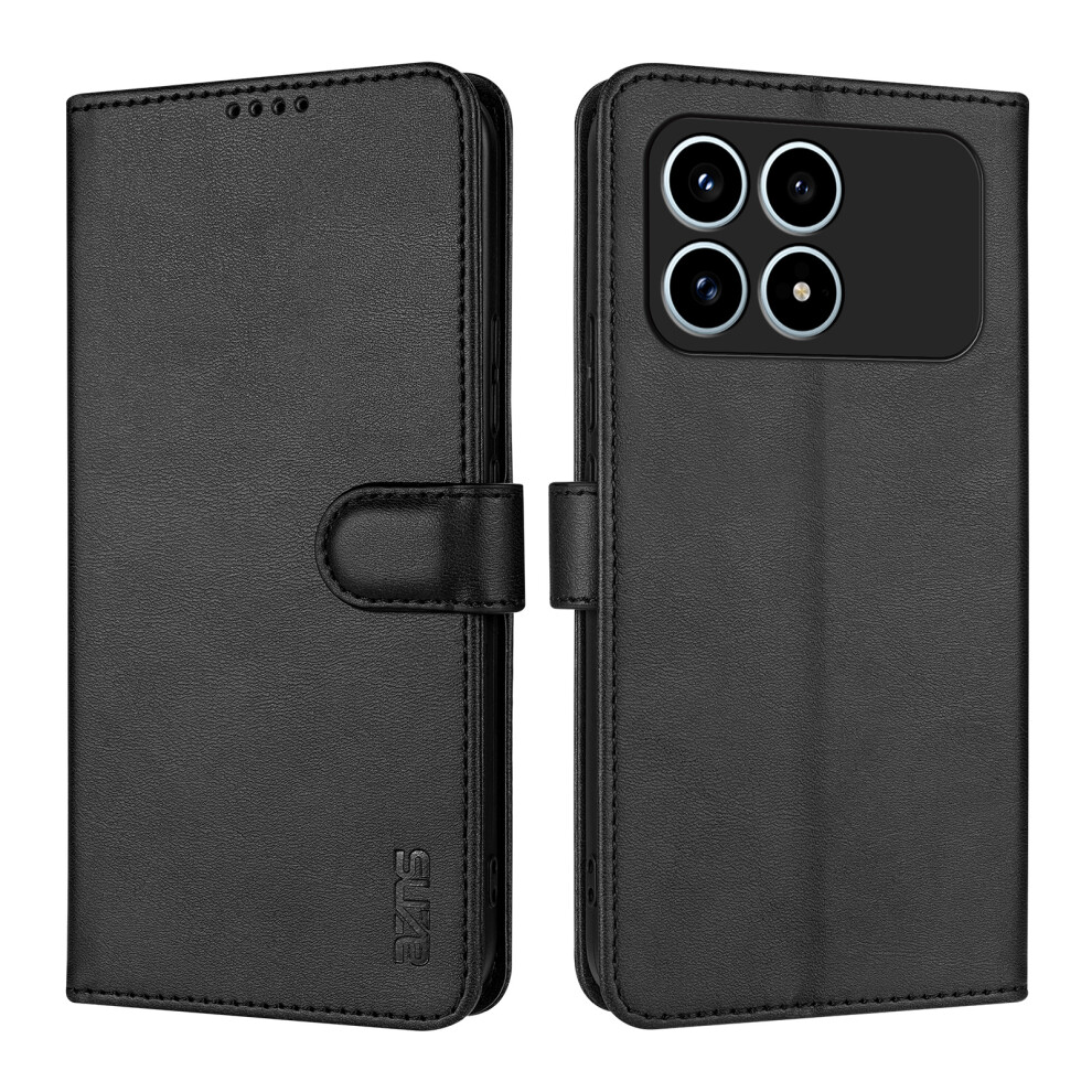 (Black) Azns For Xiaomi Redmi K90 5G / Poco F8 Pro Case Pu Leather Wallet Phone Cover Black 6914298182482