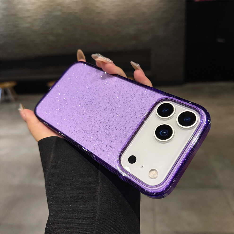 (Transparent ) For Iphone 17 Pro Max Case 2.0Mm Tpu Pc Glitter Protective Phone Back Cover Purple 6914291883423