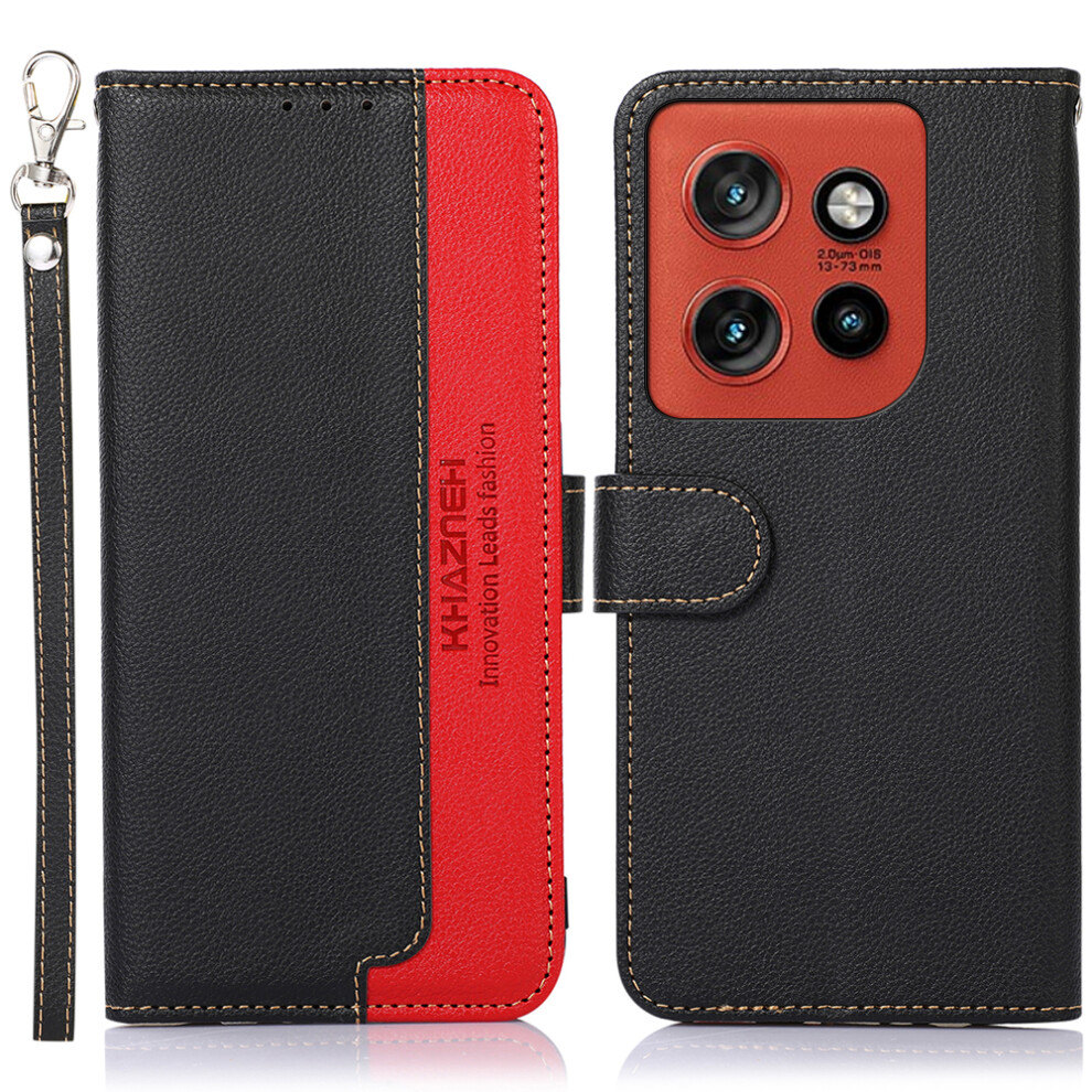 (Black) Khazneh Wallet Case For Motorola Edge 60 Neo 5G / Edge 50 Neo 5G / Moto S50 5G / Thinkphone 25 5G Rfid Blocking Pu Leath Black 6914298022252