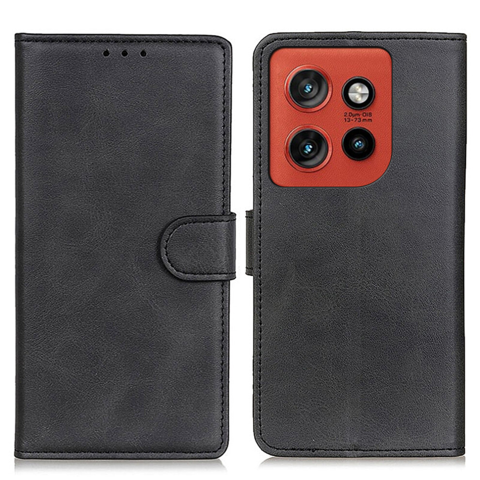 (Black) Wallet Stand Case For Motorola Edge 60 Neo 5G / Edge 50 Neo 5G / Moto S50 5G / Thinkphone 25 5G Cowhide Texture Leather Black 6914293589910