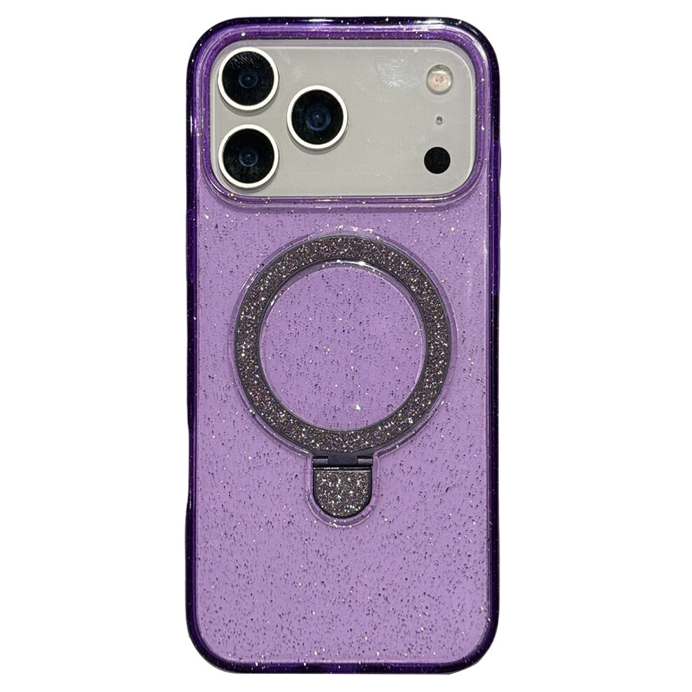 (Transparent ) For Iphone 17 Pro Max Case With Kickstand Compatible With Magsafe 2.0Mm Tpu Pc Glitter Phone Cover Purple 6914296719581