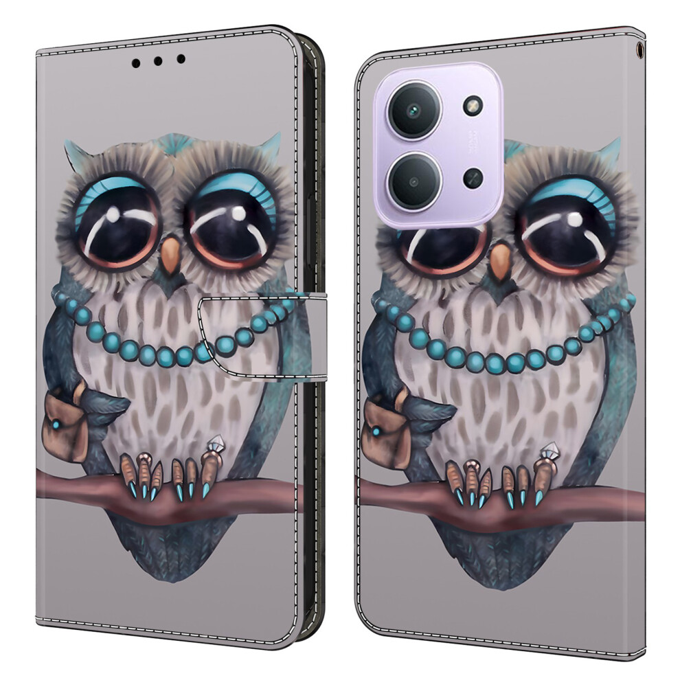 (Necklace Owl) For Xiaomi Redmi 15C 4G (Global) (171Mm) / Poco C85 4G (171Mm) Case Foldable Stand Wallet Pattern Printing Pu Leather 6914291128524