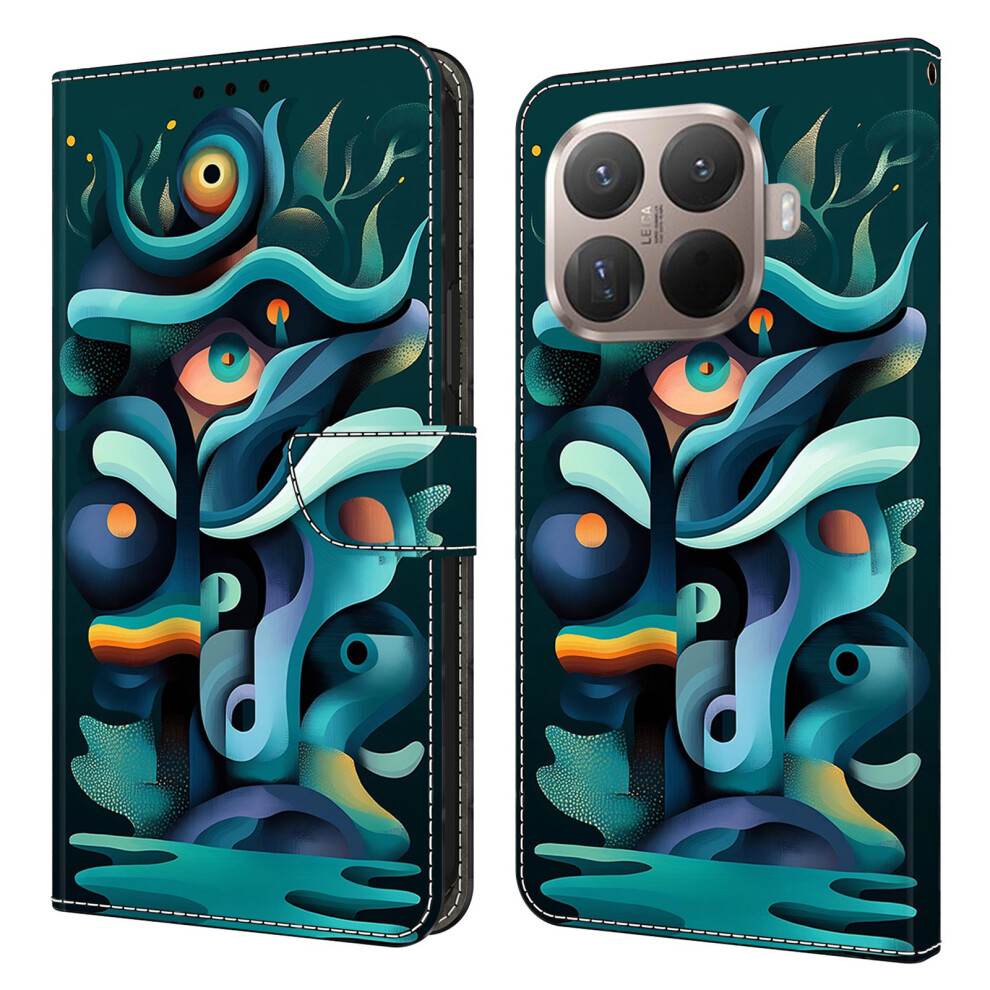 (Graffiti Shadow) For Xiaomi 15T Pro Case Foldable Stand Wallet Pattern Printing Pu Leather Flip Phone Cover Green 6914290536429