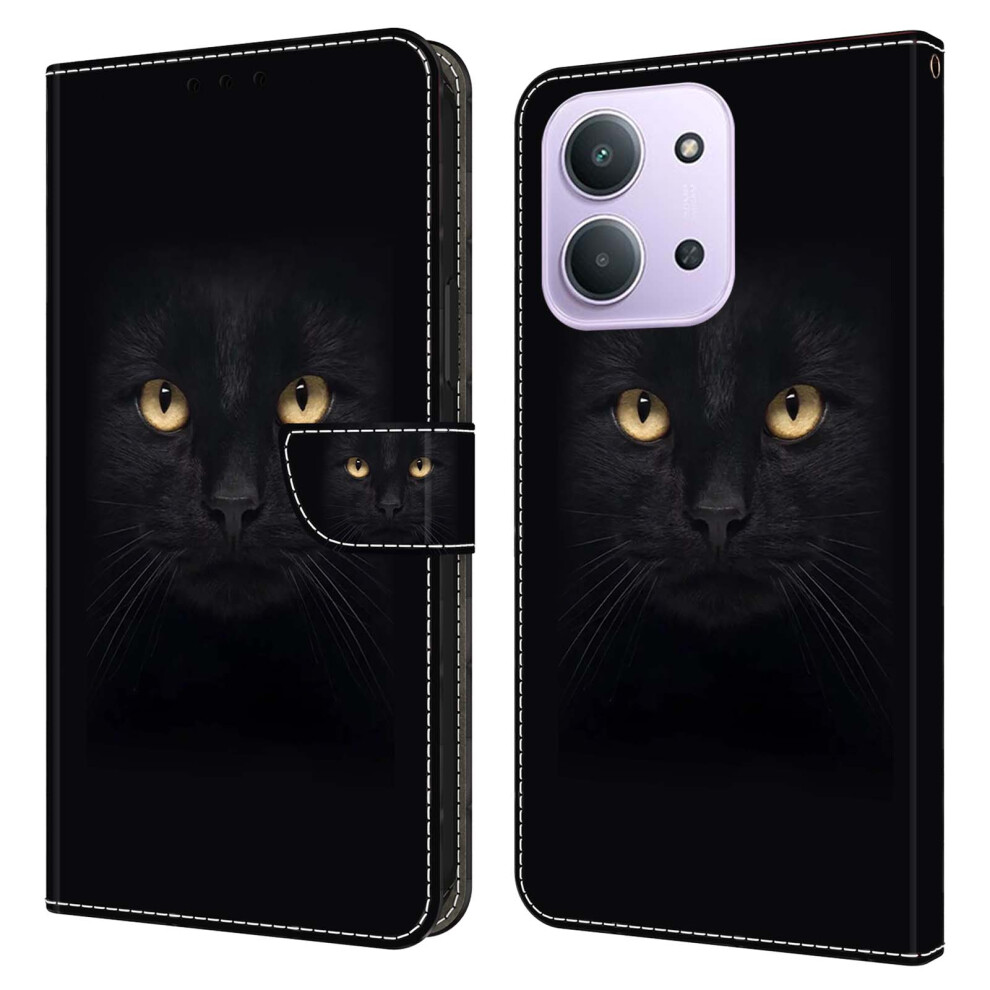 ( Cat) Phone Case For Xiaomi Redmi 15C 5G (Eu) (173Mm) / 4G (Eu) (173Mm) / Poco C85 4G (173Mm) Magnetic Clasp 3D Pattern Le Black 6914294482296