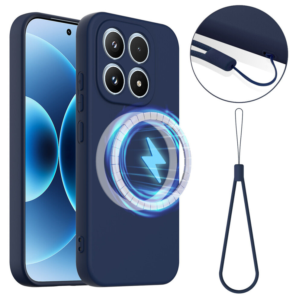 (Dark ) For Xiaomi 17 Case Magnetic Case Anti-Drop Liquid Silicone Phone Cover Blue 6914298575390
