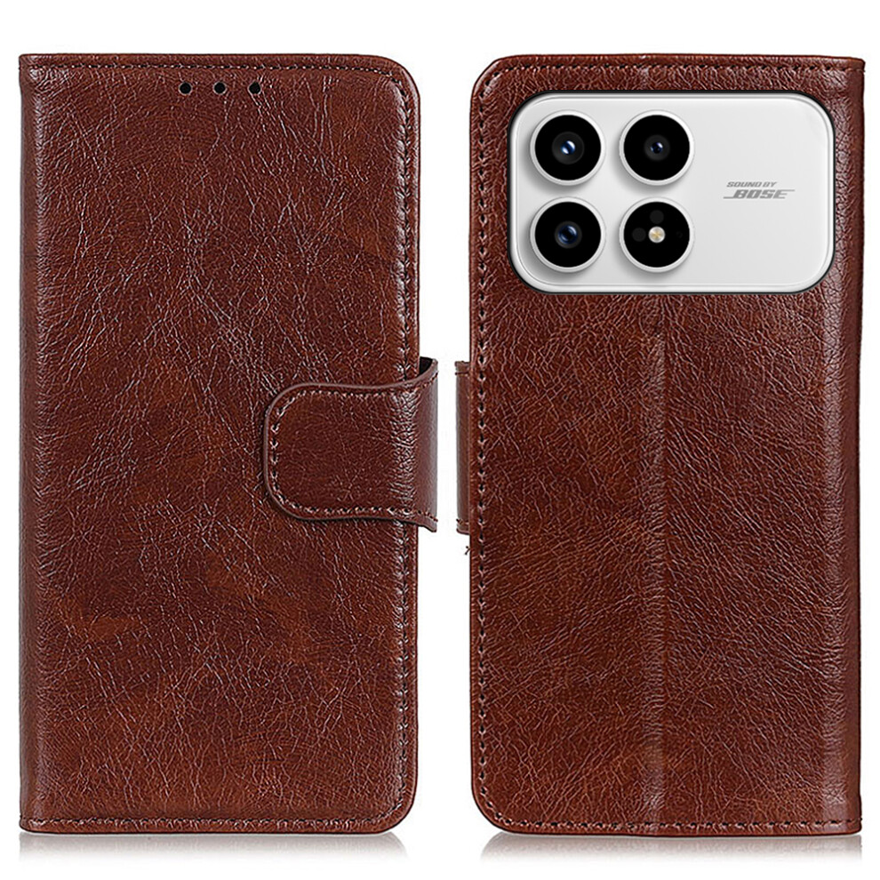 (Brown) For Xiaomi Redmi K90 5G / Poco F8 Pro Case Nappa Texture Split Leather Wallet Phone Cover Brown 6914293882622