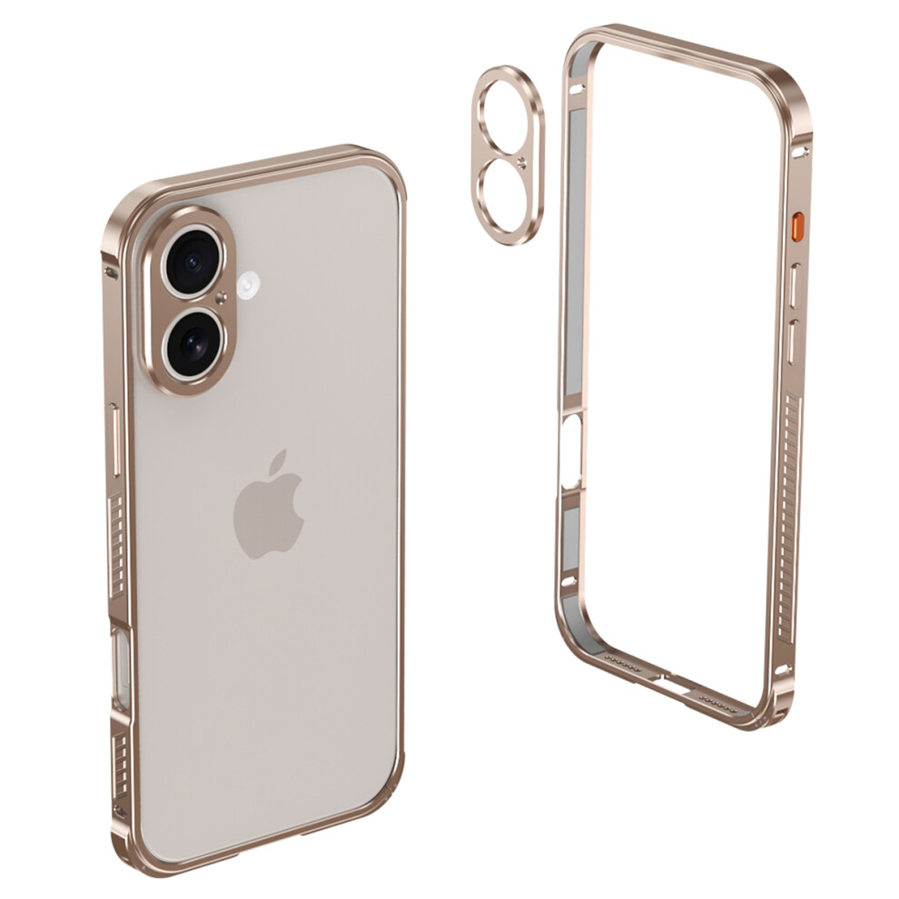 (Gold) For Iphone 17 Phone Cover Seahorse Buckle Aluminum Alloy Bumper Case With Metal Lens Frame Gold 6914294261242