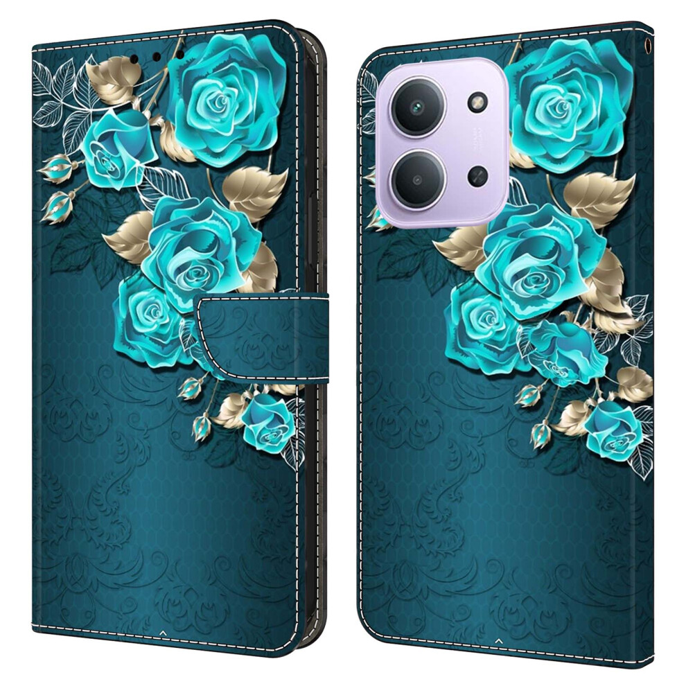 ( Rose) For Xiaomi Redmi 15C 4G (Global) (171Mm) / Poco C85 4G (171Mm) Case Magnetic Clasp 3D Pattern Leather Wallet Phone Cov Blue 6914290773831