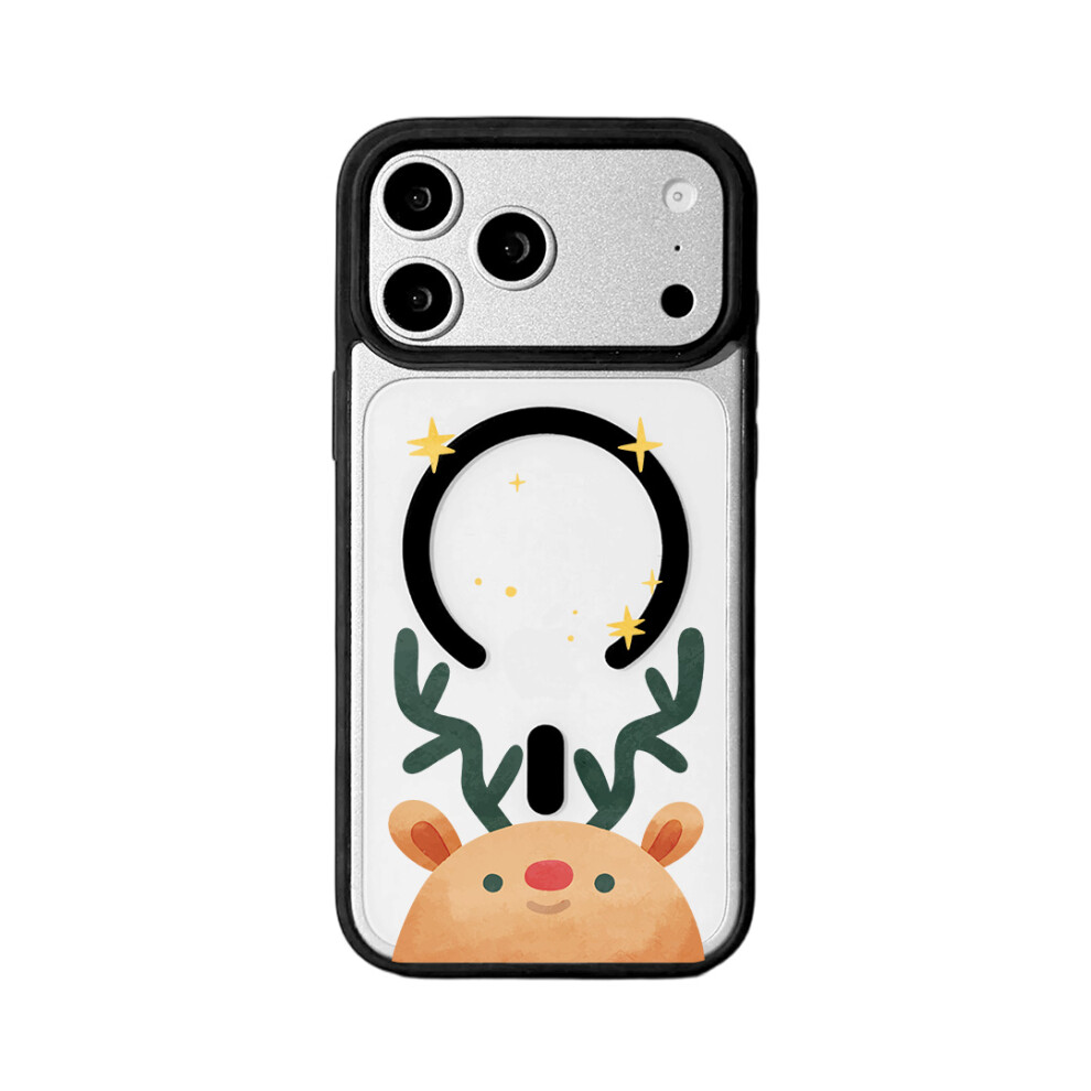 (Deer Head) Eycase For Iphone 17 Pro Christmas Series Magnetic Case Pattern Print Tpu + Acrylic Cover Compatible With Magsafe 6914296079074