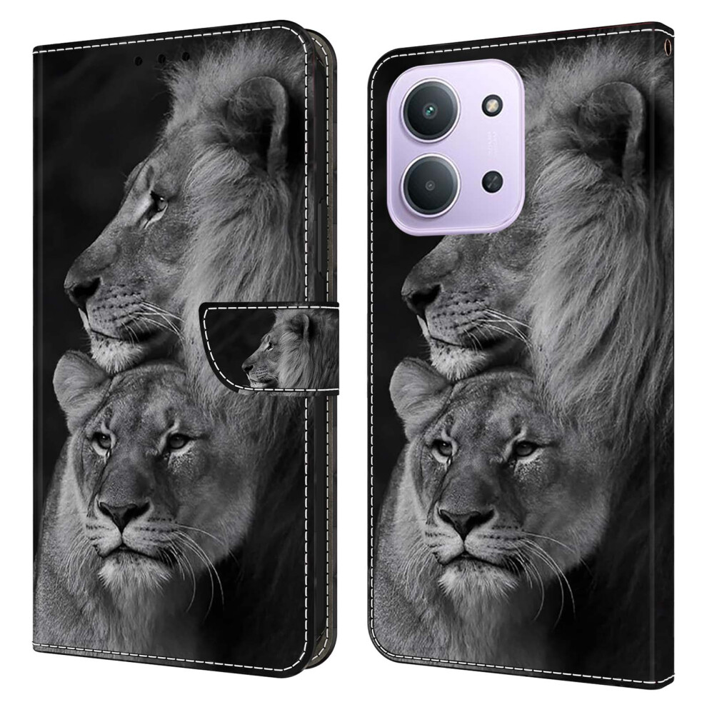 (Couple Lions) For Xiaomi Redmi 15C 4G (Global) (171Mm) / Poco C85 4G (171Mm) Case Magnetic Clasp 3D Pattern Leather Wallet Phone Cov 6914297363813